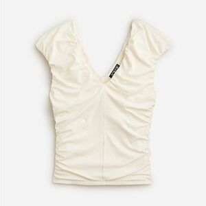 99- j crew ca527 Ruched V-neck top in stretch cotton blend sz m nwt